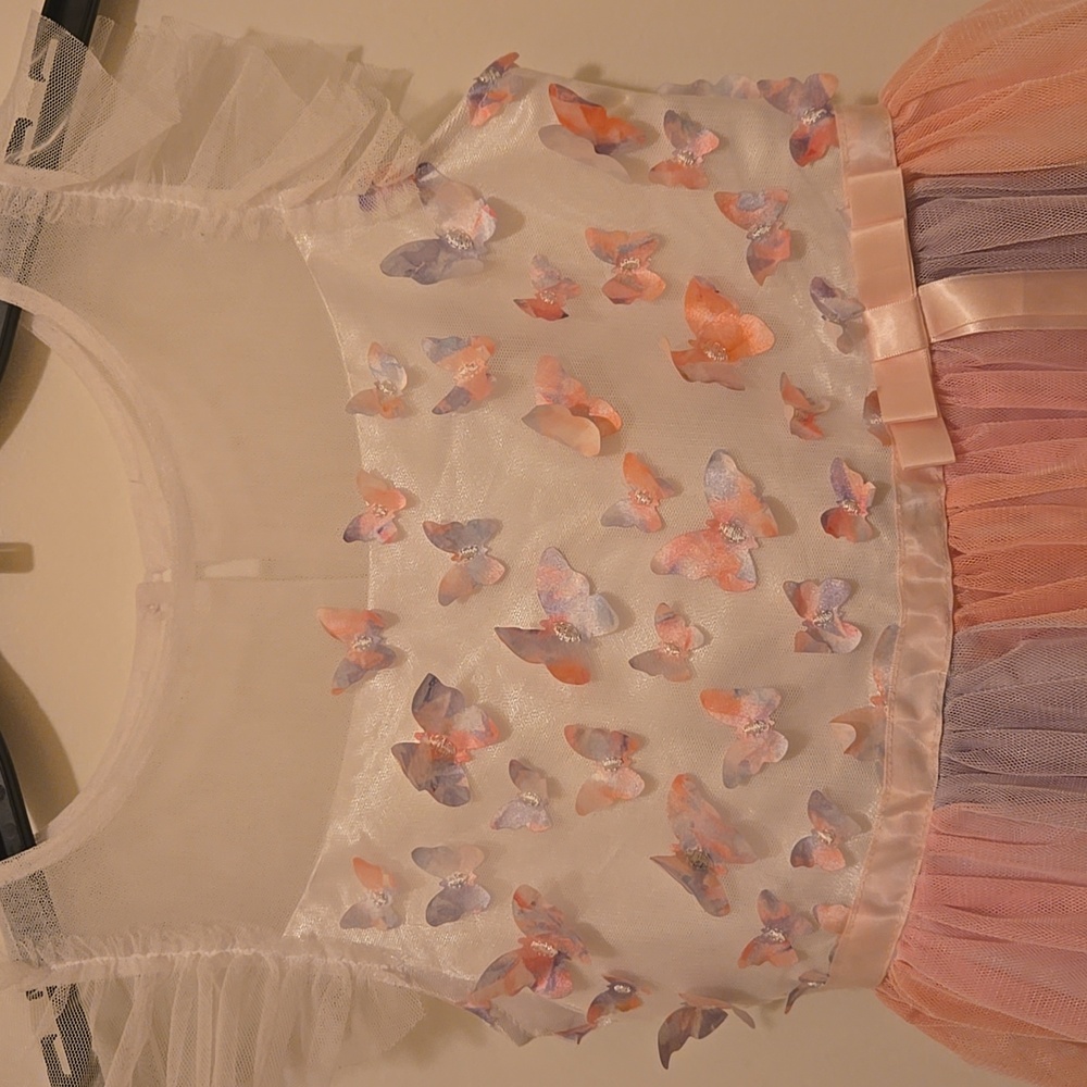 Jona Michelle Girls Elegant Pink & White Party Dress. - Picture 2 of 12